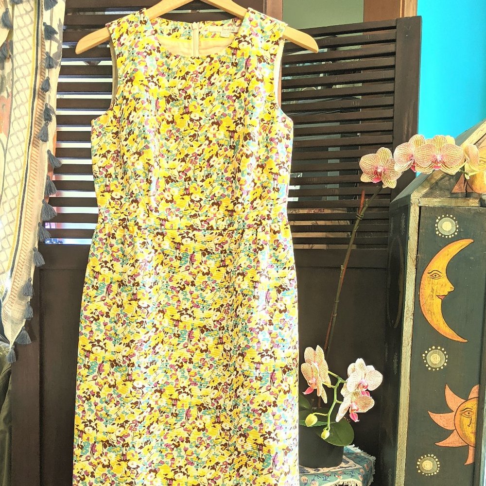 BODEN Yellow Floral Sleeveless Shift Dress